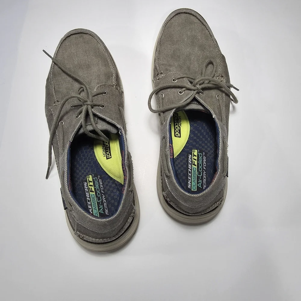 Skechers Casual Canvas Boat Shoes - Gray Size 14